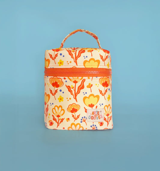Estuche Naranjo Floral para Lápices