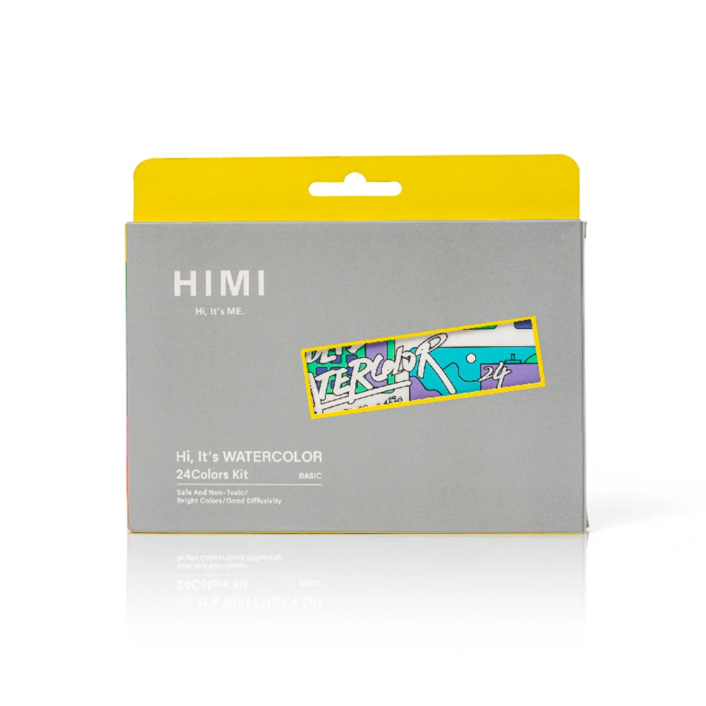 HIMI - Set de acuarela – 24 Colores con Paleta, Pluma y Papeles de Acuarela