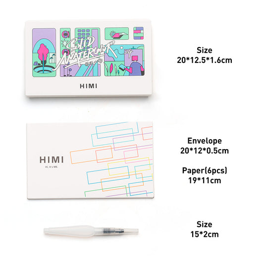 HIMI - Set de acuarela – 24 Colores con Paleta, Pluma y Papeles de Acuarela