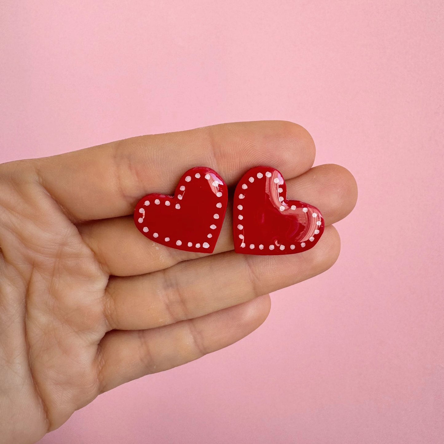 Aros – Corazón rojo puntos