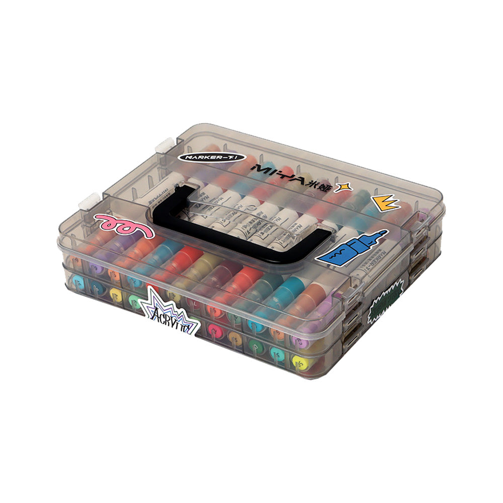 TOTE BAG COLOREABLE - DISEÑO SOBRE + SET ACRÍLICOS MIYA DOBLE PUNTA 24 LÁPICES