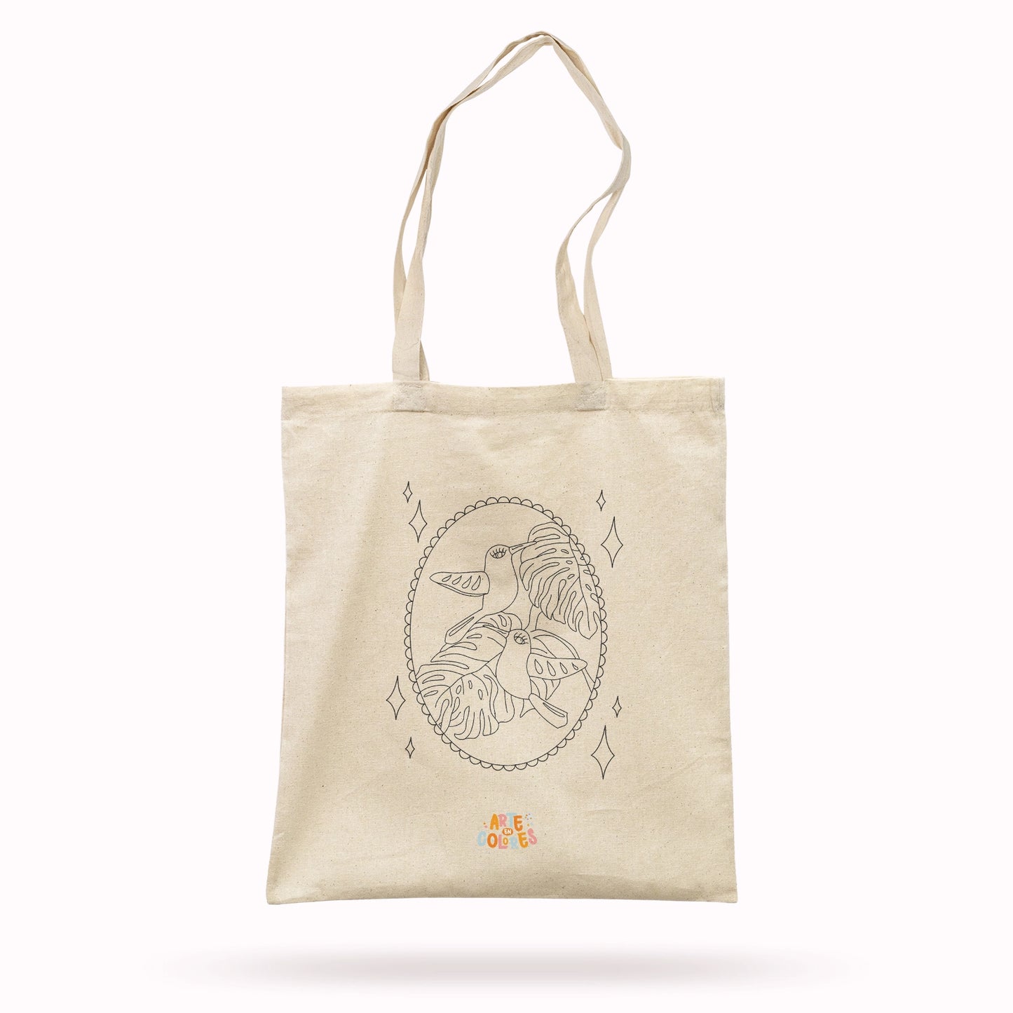TOTE BAG COLOREABLE - DISEÑO COLIBRÍES