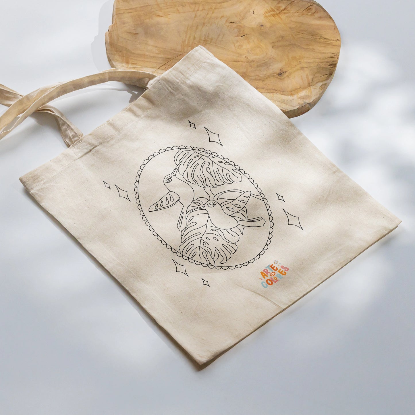 TOTE BAG COLOREABLE - DISEÑO COLIBRÍES
