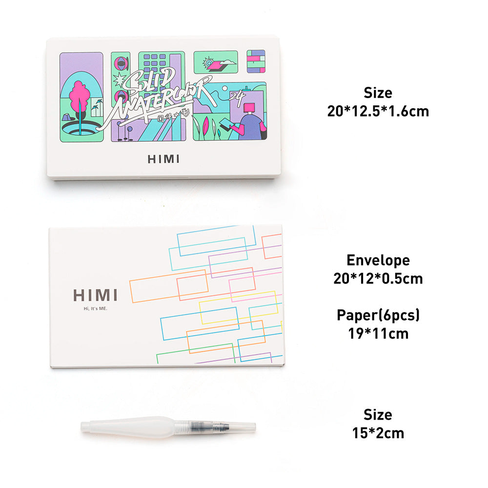 HIMI - Set de acuarela – 24 Colores con Paleta, Pluma y Papeles de Acuarela