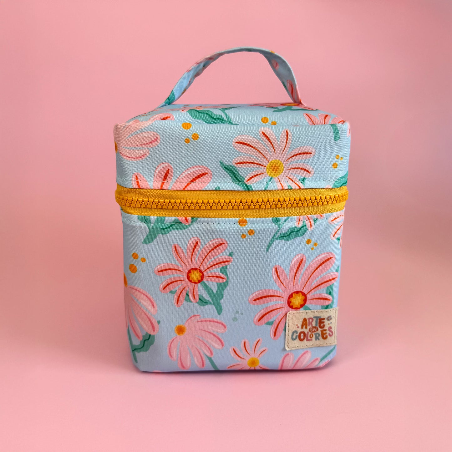 Estuche Celeste Floral para Lápices