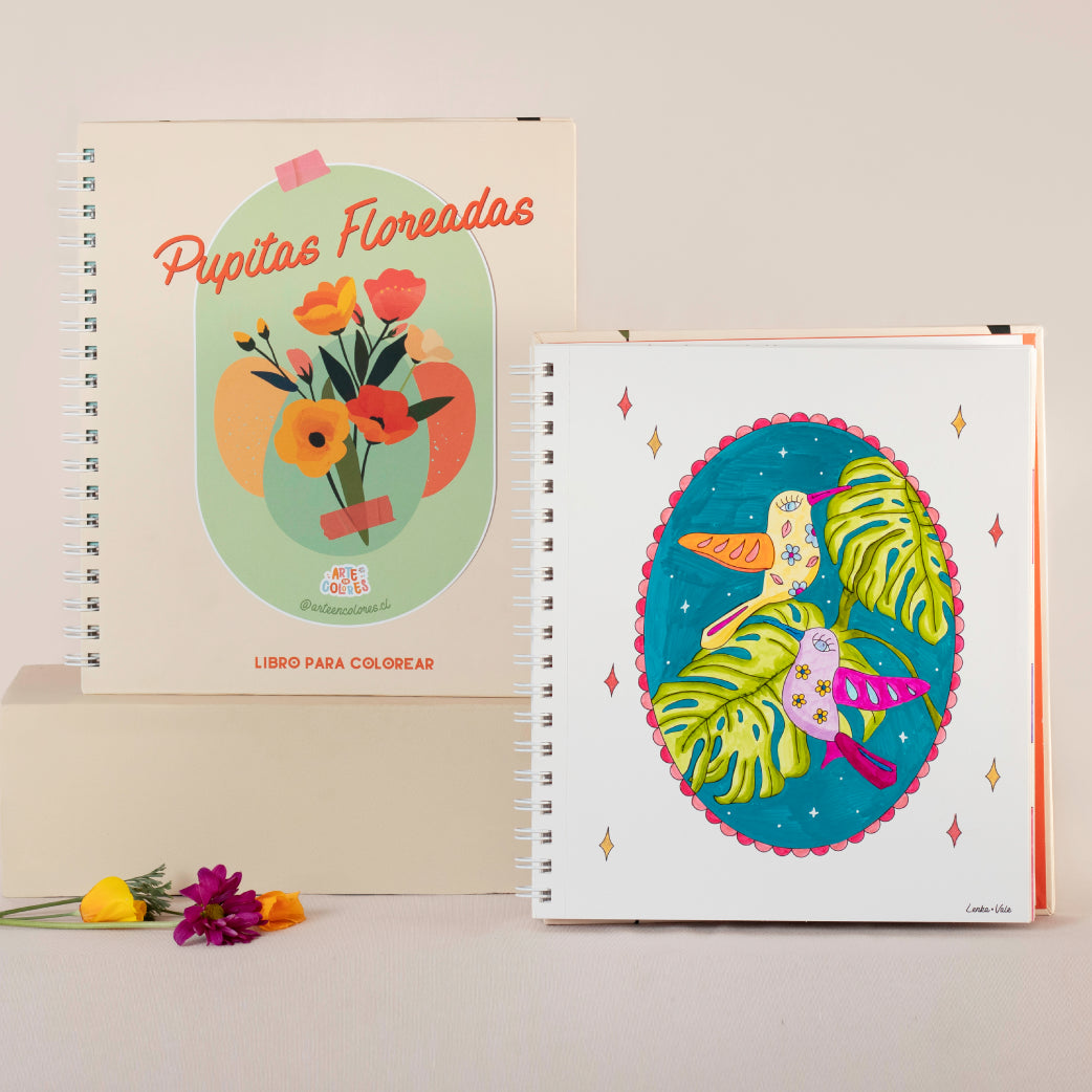 Pupitas floreadas - Libro para colorear