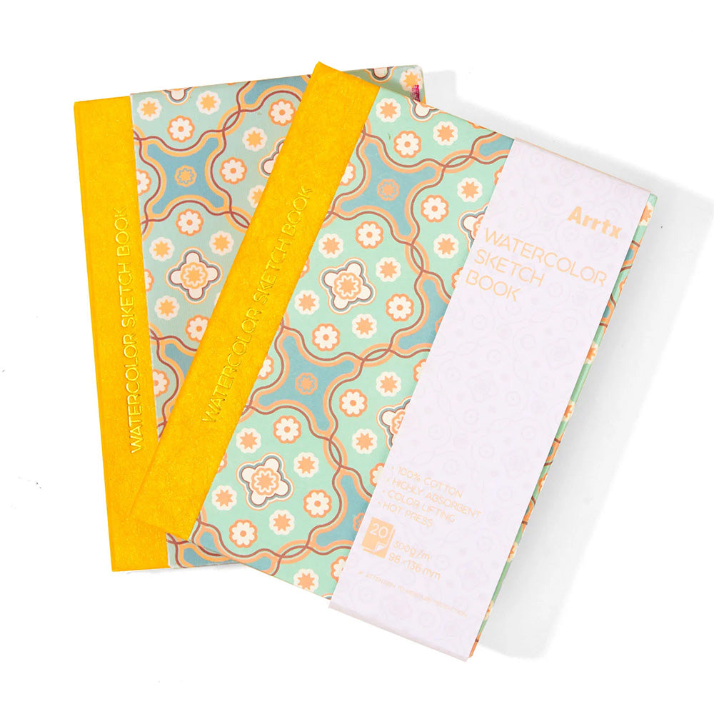 ARRTX – Cuaderno de Bocetos para Acuarela, 20 Hojas 300 gr, 100 % Algodón, Tapa Dura