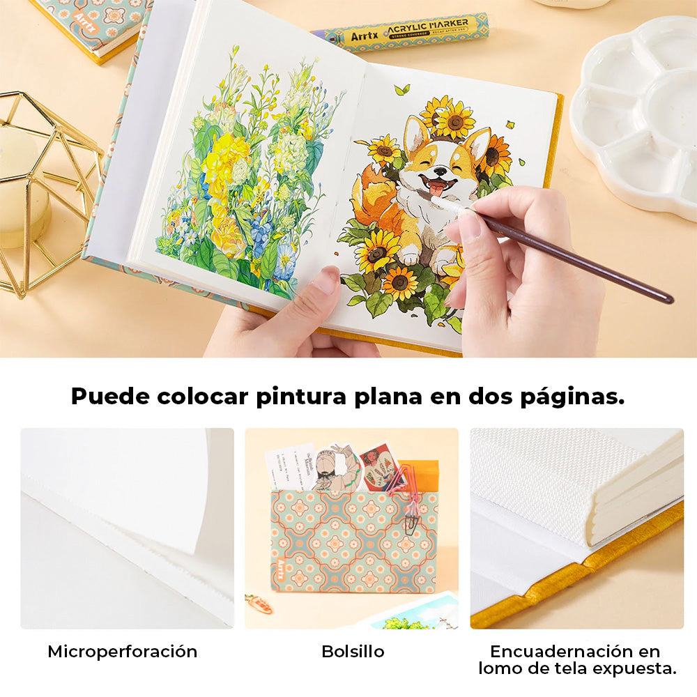 ARRTX – Cuaderno de Bocetos para Acuarela, 20 Hojas 300 gr, 100 % Algodón, Tapa Dura