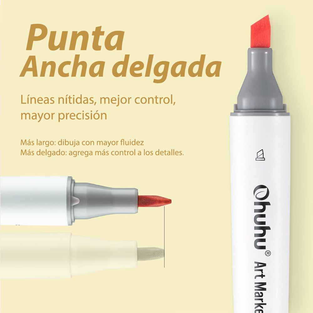 Ohuhu – 60 Marcadores de Alcohol (Tonos Paisaje) + Blender, Punta Fina y Biselada Delgado