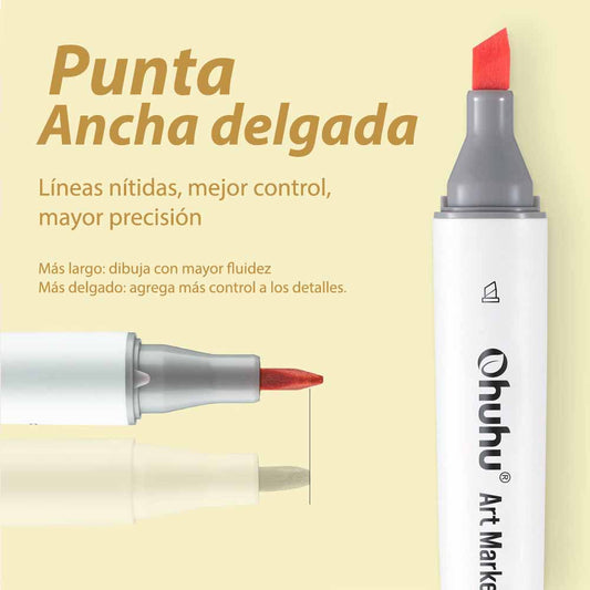 Ohuhu – 60 Marcadores de Alcohol (Tonos Paisaje) + Blender, Punta Fina y Biselada Delgado