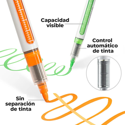 Ohuhu – Set de 24 Marcadores Acrílicos con Punta Pincel, Colores Vibrantes y Multisuperficie