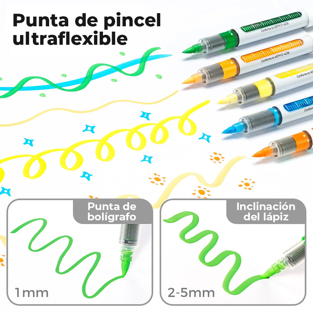 Ohuhu – Set de 24 Marcadores Acrílicos con Punta Pincel, Colores Vibrantes y Multisuperficie